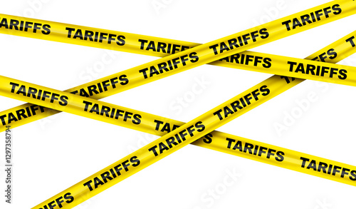 Economic tariffs symbol and government taxation or punative tariff trade policy or duties imposed on imports and exports by a government on imported or exported goods as Protectionism icon isolated on