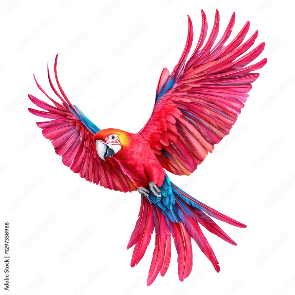 Obraz premium Vibrant parrot with open wings, showcasing detailed colors , isolated on transparent background