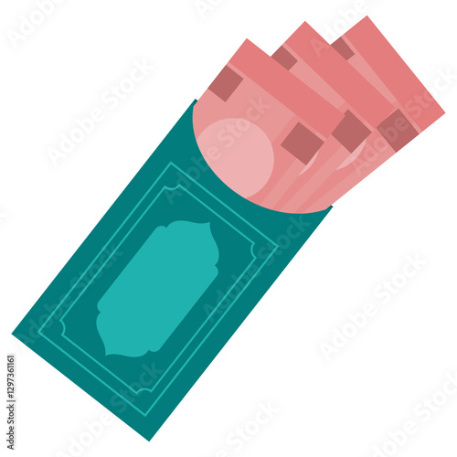 Green envelope with money inside. Suitable for financerelated designs, moneysaving concepts, banking promotions, and investment graphics. Perfect for financial advertisements.