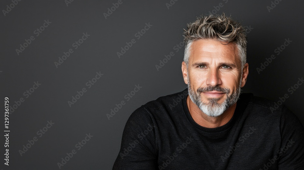 Middle-aged man portrait, confident expression, studio shot Middle-aged man portrait, confident expression, studio shot