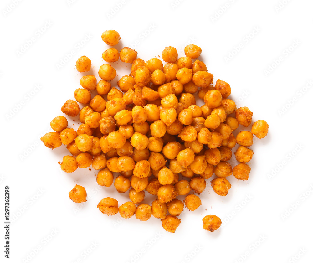 Heap of tasty fried chickpeas on white background Heap of tasty fried chickpeas on white background