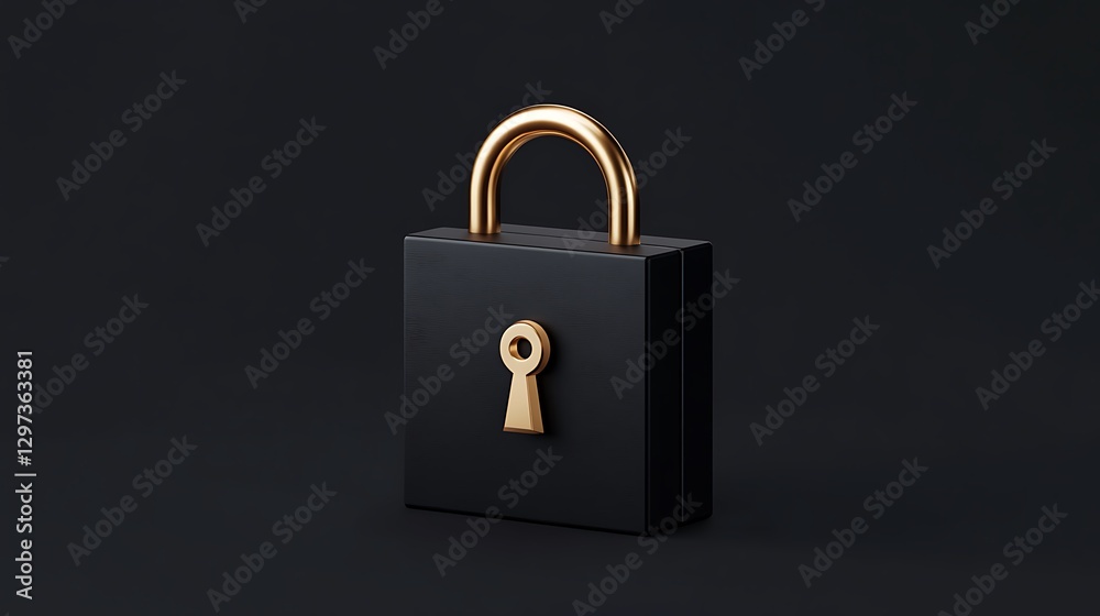 Fototapeta premium Sleek Black Padlock 3D Render: Security Concept Illustration AI Generated