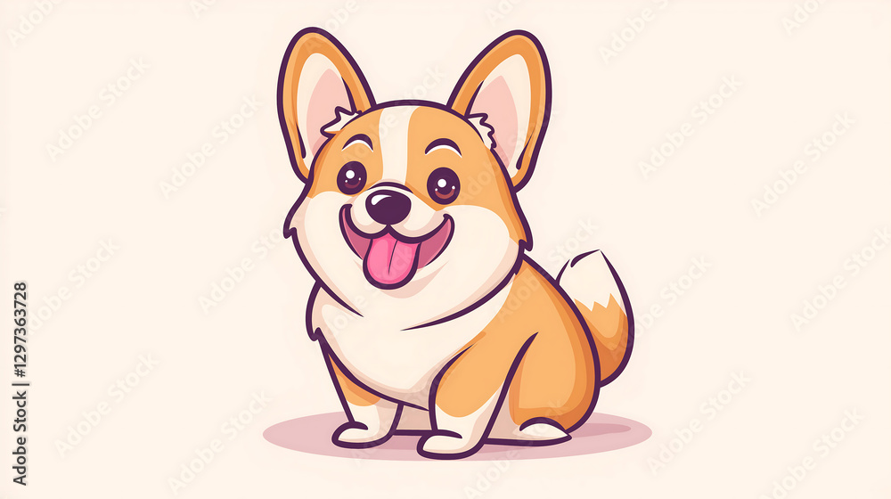 Fototapeta premium Adorable Cartoon Corgi Puppy Dog Illustration Design Graphic
