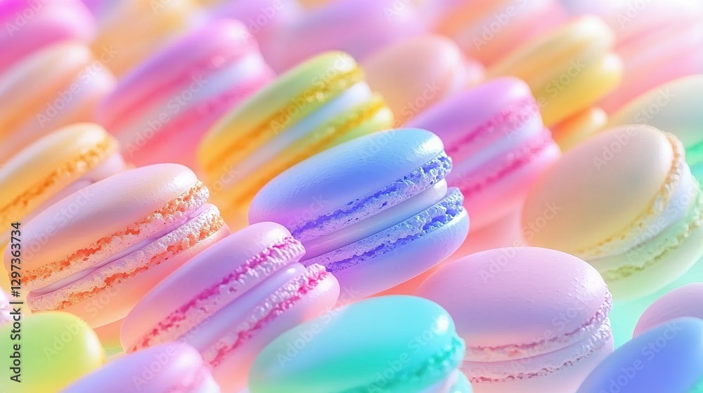Obraz premium Colorful and delicious macarons of varying shades and hues arranged together