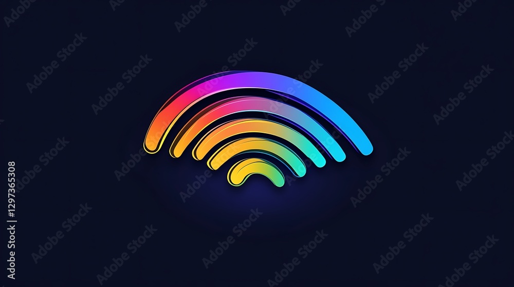 Fototapeta premium Vibrant Rainbow Wi-Fi Signal: 3D Render on Dark Background AI Generated