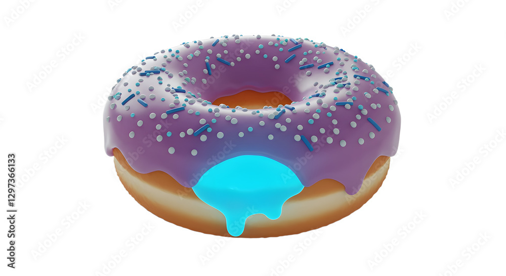 Colorful and Playful Donut with Glowing Filling and Sprinkles Colorful and Playful Donut with Glowing Filling and Sprinkles
