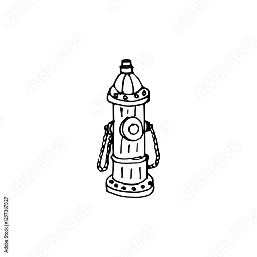 Fire hydrant hand-drawn doodle sketch vector icon element isolated on white background.