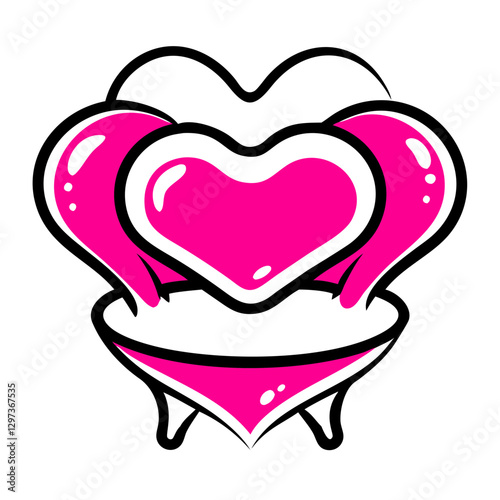 Heart-shaped chair icon with vibrant colors, playful home decor concept