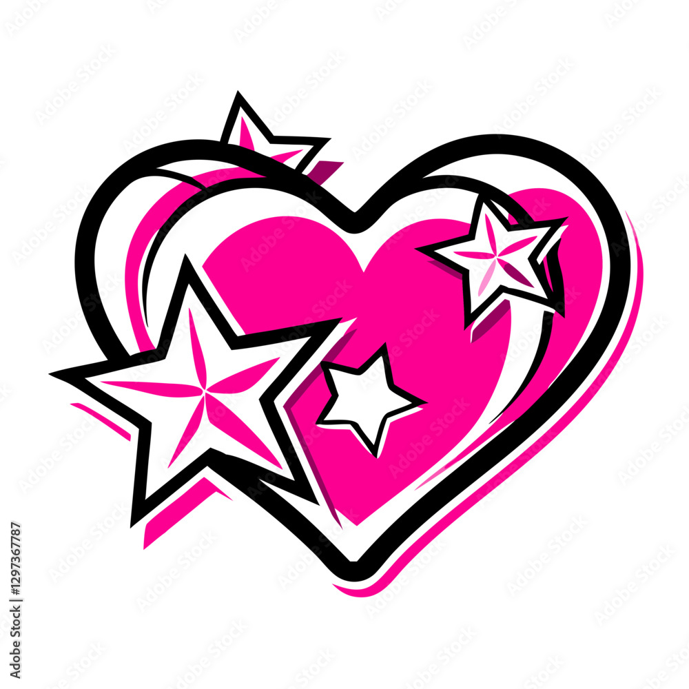 Heart icon with stars, playful decoration concept Heart icon with stars, playful decoration concept