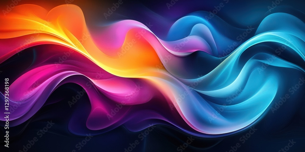 Fototapeta premium Abstract Colorful Waves Digital Art: Vibrant Hues and Swirling Forms in Dynamic Composition