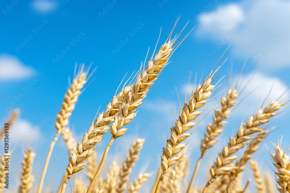 Golden Wheat Field Under Sunny Sky Golden Wheat Field Under Sunny Sky