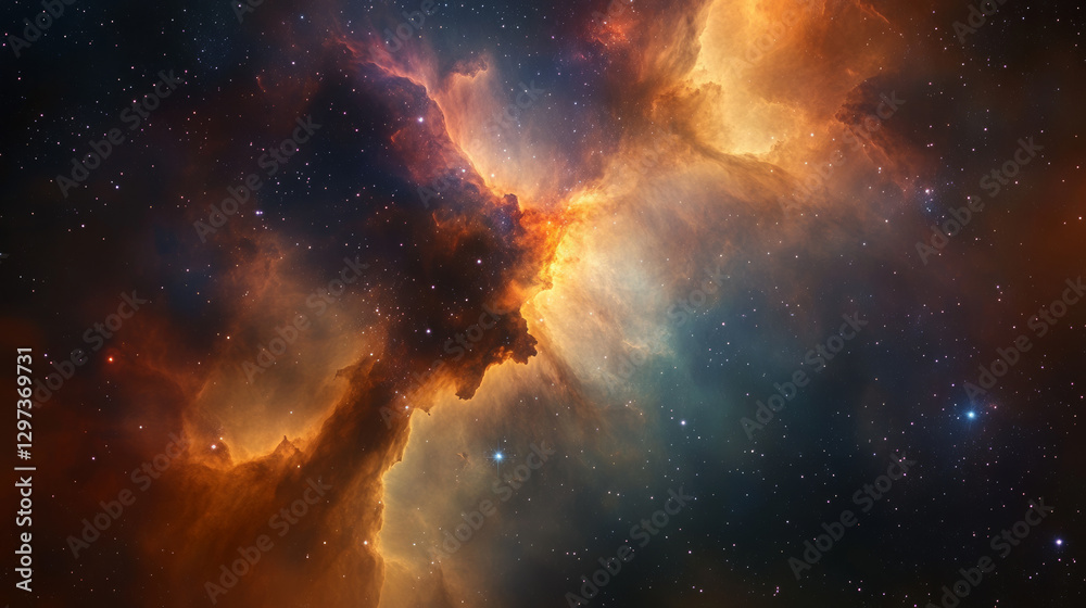 Vibrant cosmic nebula with glowing stars in deep space, featuring colorful interstellar clouds in red, blue, and yellow for astronomy, fantasy, and technology themes. Vibrant cosmic nebula with glowing stars in deep space, featuring colorful interstellar clouds in red, blue, and yellow for astronomy, fantasy, and technology themes.