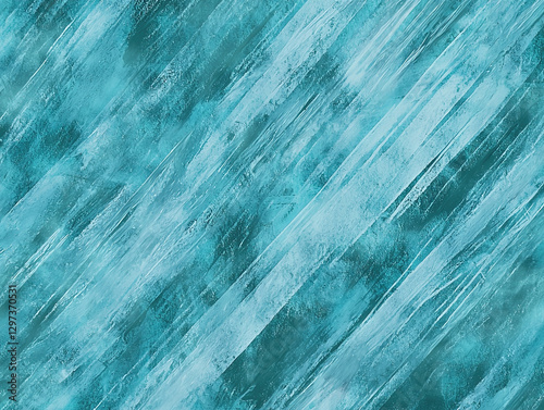 Abstract teal and blue paint brushstrokes background texture.
