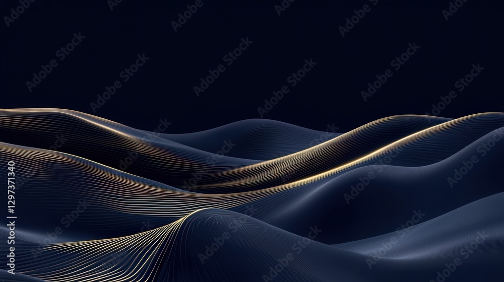 Obraz premium Monochromatic Navy Blue Background with Golden Typography Design
