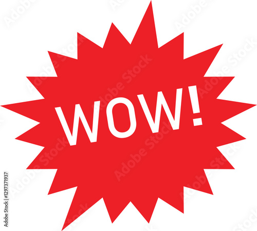 attention grabber icon, red star, wow, isolated on white background. Vector illustration