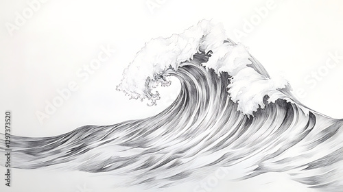 A drawing of a wave with a lot of detail
