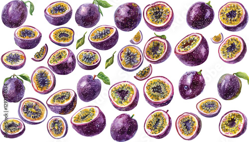 passion fruit watercolor clipart