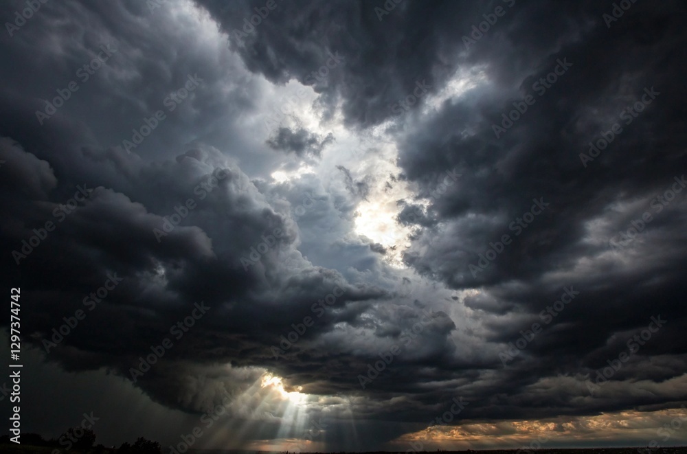 Obraz premium Hole in the Dramatic Clouds, mysterious cloudscape 