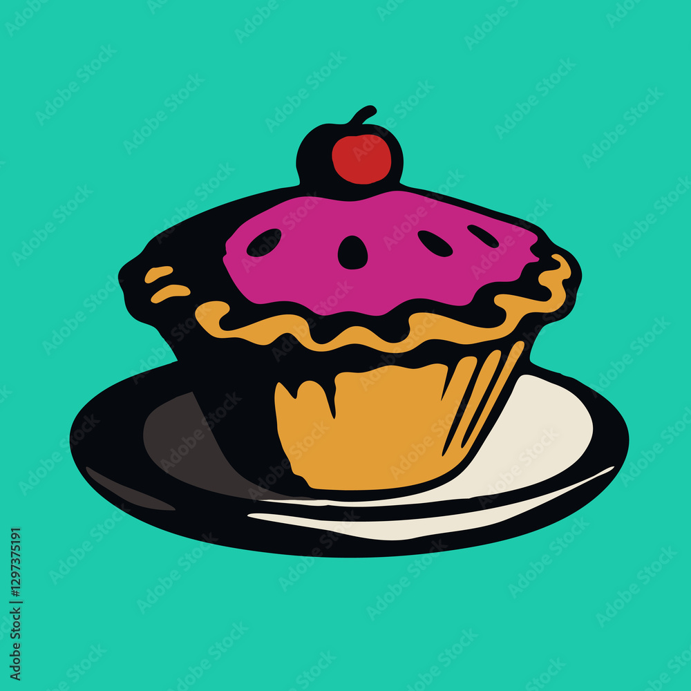 Cherry pie minimal graphic serigraphy illustration Cherry pie minimal graphic serigraphy illustration