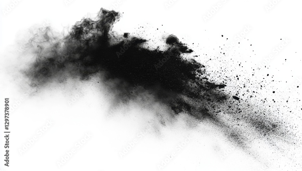 Fototapeta premium Black powder explosion isolated on white background (2)