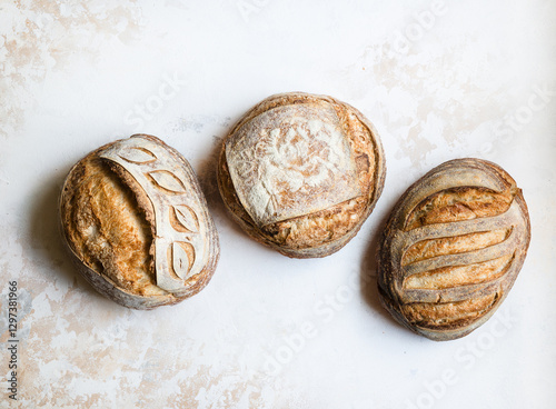 Loaves of sourdough bread