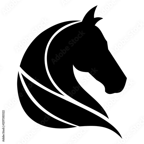 Horse head silhouette vector image,minimalist,modern and elegant design,isolated on white background,can be for logo or symbol