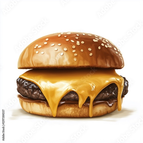 Juicy Cheeseburger Ad Melted Cheese Close up Shot