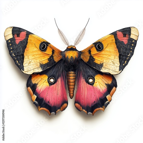 Colorful Madagascan sunset moth showing its beautiful wings photo