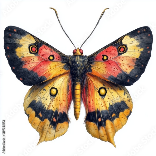 Colorful madagascan sunset moth chrysauginae showing its beautiful wings photo