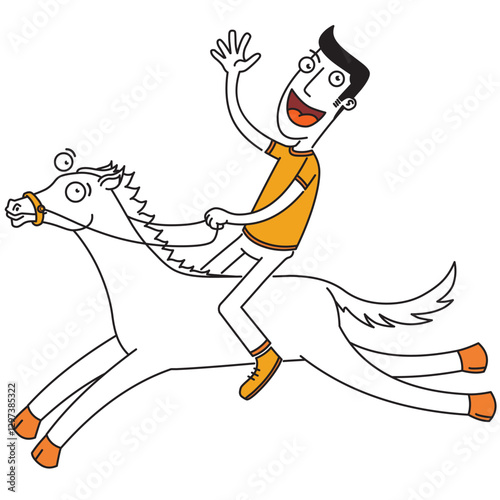 man riding a running horse