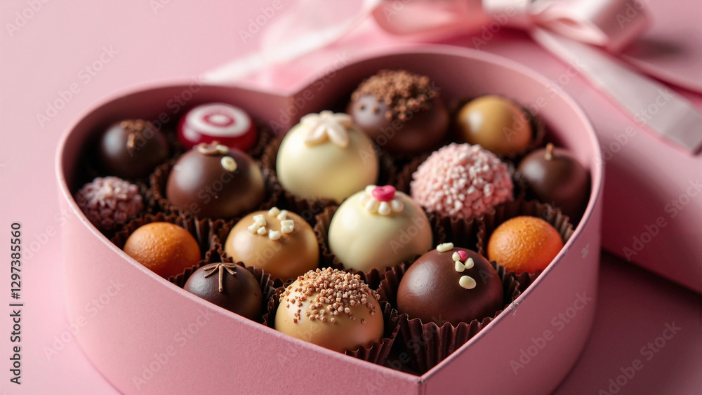 Exquisite Mother's Day Pralines: Heart-Shaped Box of Handcrafted Chocolates for Gifting, Perfect for Marketing Campaigns Exquisite Mother's Day Pralines: Heart-Shaped Box of Handcrafted Chocolates for Gifting, Perfect for Marketing Campaigns