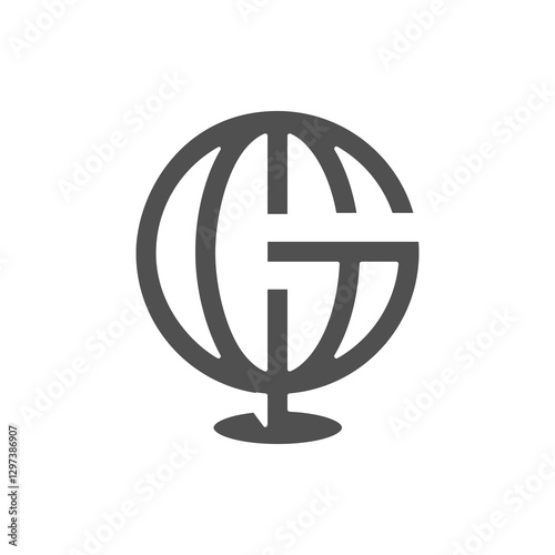The logo is an illustration of the image of the letter G globe.