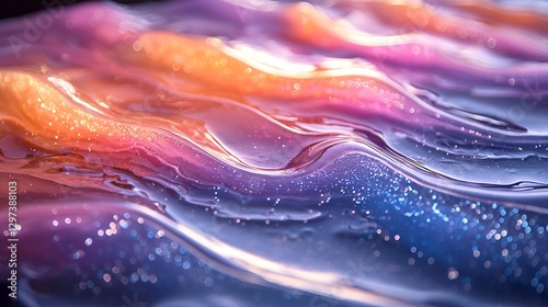 Abstract liquid waves, vibrant colors, glitter textures, background photo