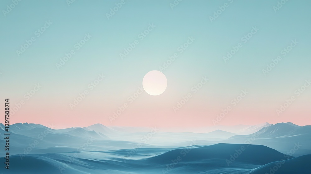 Beautiful landscape displaying mountains with the setting sun above Beautiful landscape displaying mountains with the setting sun above