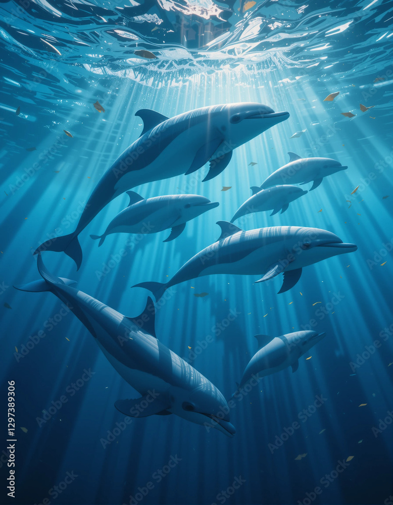 Fototapeta premium Ocean's Acrobat: The Intelligence and Grace of Dolphins