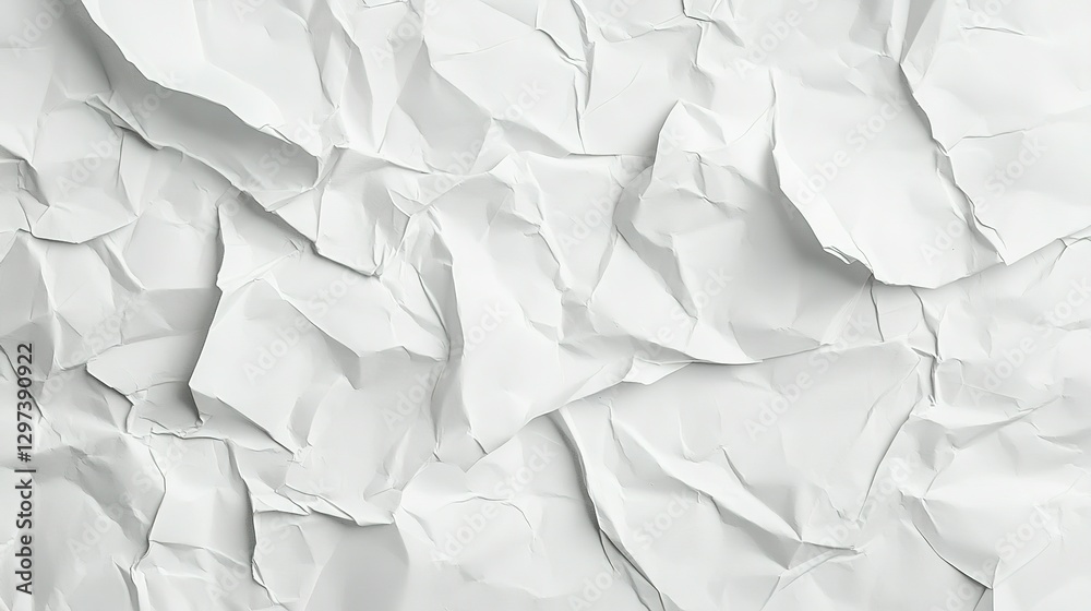 Obraz premium A close up view of heavily crumpled white paper texture