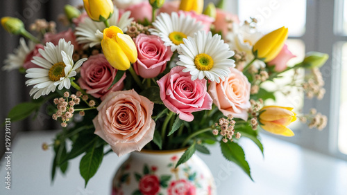 Exquisite Mother's Day Floral Bouquet: Perfect for Greeting Cards, Ads, and Gift Shop Promotions