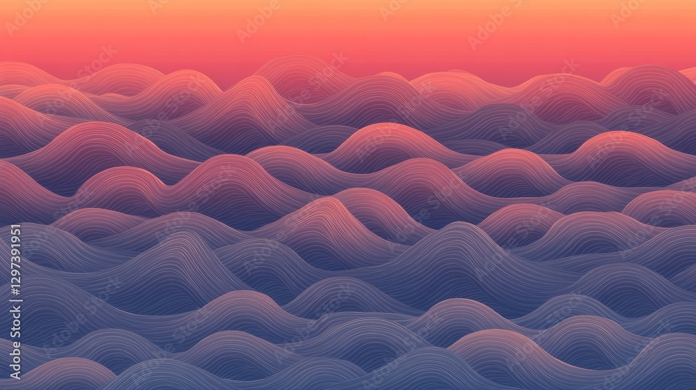 Fototapeta premium Seamless Pattern Waves View with Gradient with Waves
