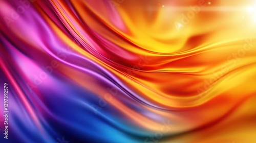 Wallpaper Mural Vibrant abstract silk fabric flowing in waves of orange, purple, and blue, creating a dynamic backdrop Torontodigital.ca