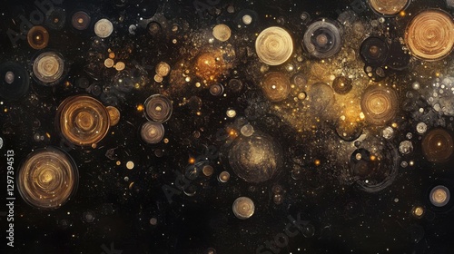 Golden bokeh lights on dark background