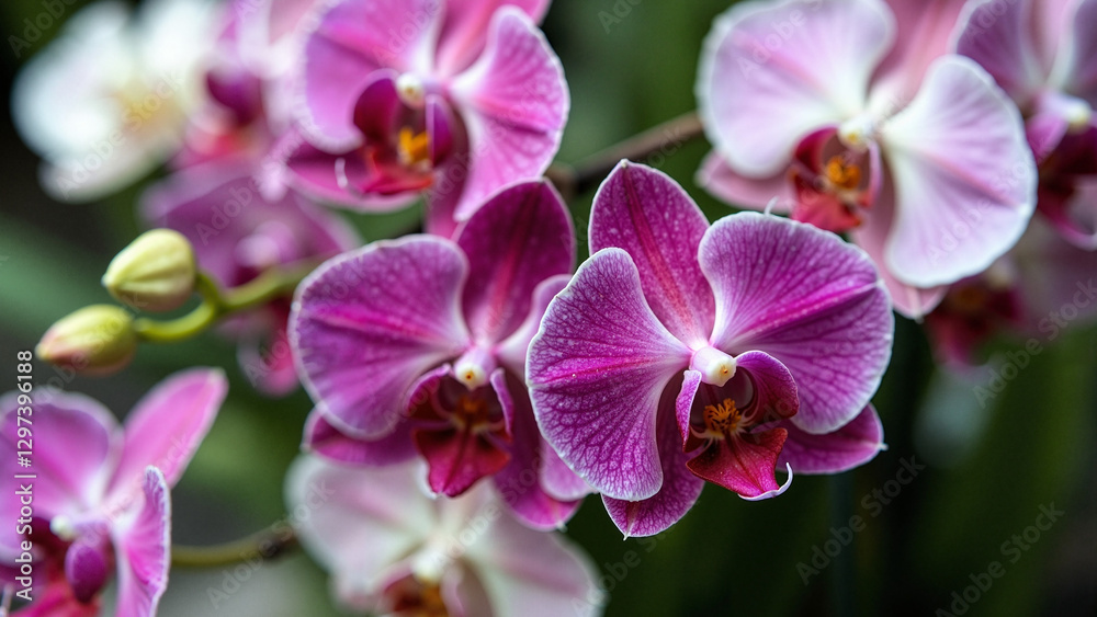Elegant Orchid Arrangement: Mother's Day Floral Close-up for Luxury Gift Ads, Greeting Cards, and Florist Marketing Elegant Orchid Arrangement: Mother's Day Floral Close-up for Luxury Gift Ads, Greeting Cards, and Florist Marketing