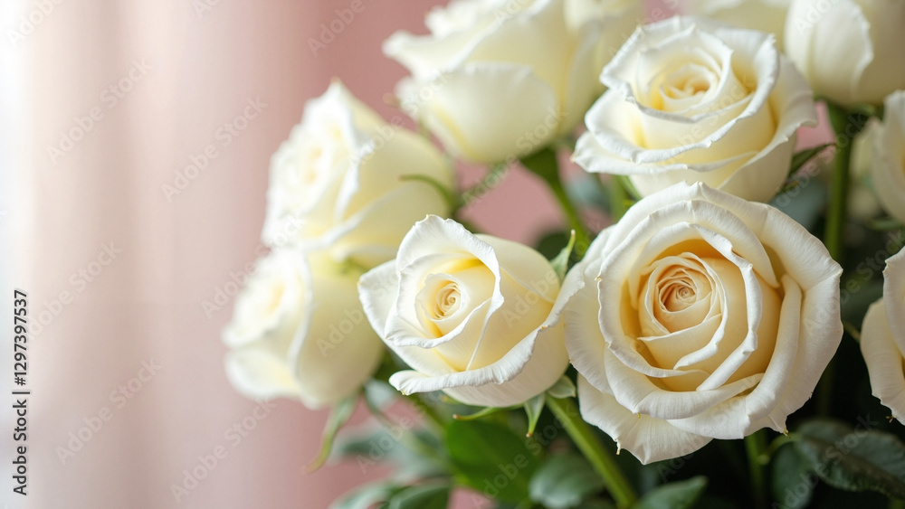Elegant White Roses: Mother's Day Tribute - Perfect for Greeting Cards, Floral Ads, and Spa Promotions Elegant White Roses: Mother's Day Tribute - Perfect for Greeting Cards, Floral Ads, and Spa Promotions