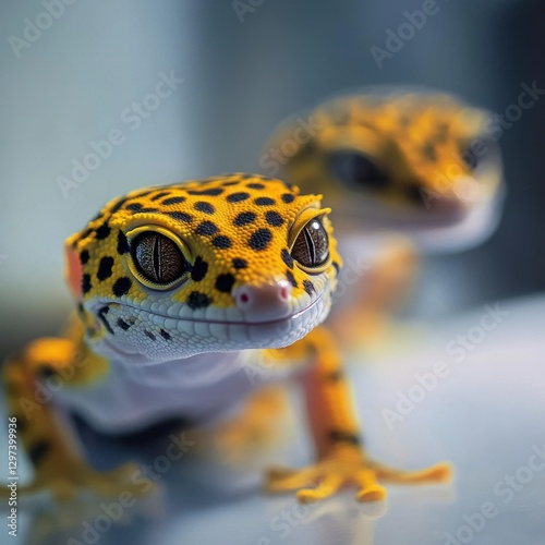 Close-up of two spotted leopard geckos photo