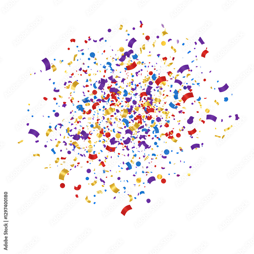 A burst of colorful confetti on transparent background A burst of colorful confetti on transparent background
