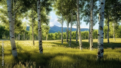 Serene Aspen Trees in Lush Utah Meadow - Nature Landscape Photography