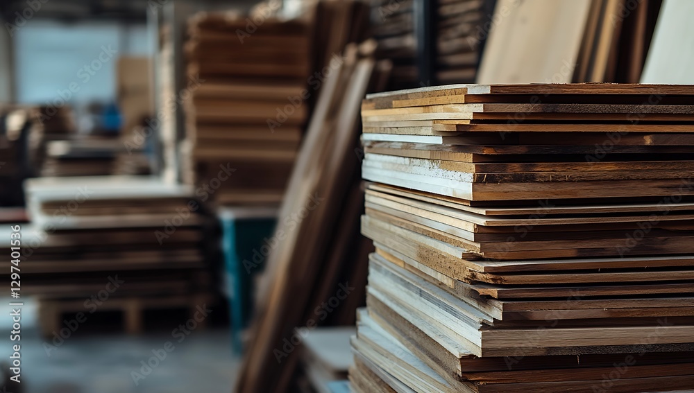A neatly arranged stack of wooden planks showcases textured grain patterns, ideal for construction or furniture making. Out-of-focus timber pallets in the background highlight quality craftsmanship. A neatly arranged stack of wooden planks showcases textured grain patterns, ideal for construction or furniture making. Out-of-focus timber pallets in the background highlight quality craftsmanship.
