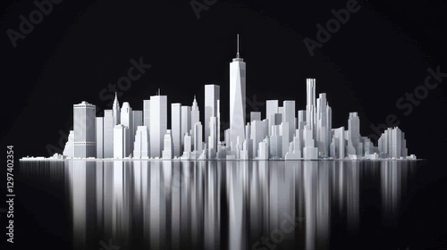 3D Model of NYC Skyline at Night photo
