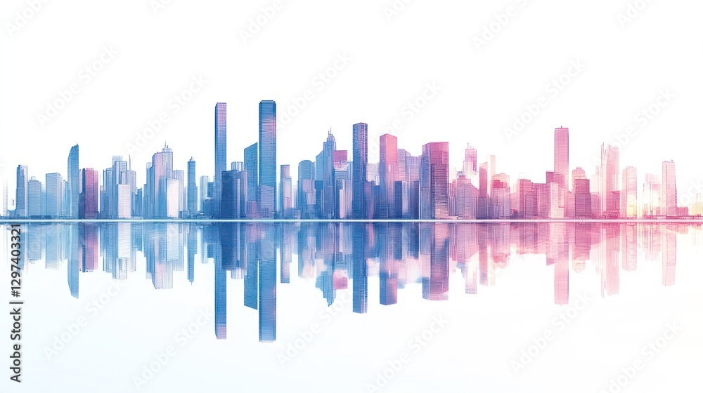 Cityscape panorama reflection abstract background Cityscape panorama reflection abstract background
