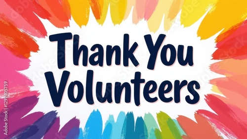 Obraz na płótnie A colorful background with brush strokes surrounding the text, expressing gratitude to volunteers. w salonie