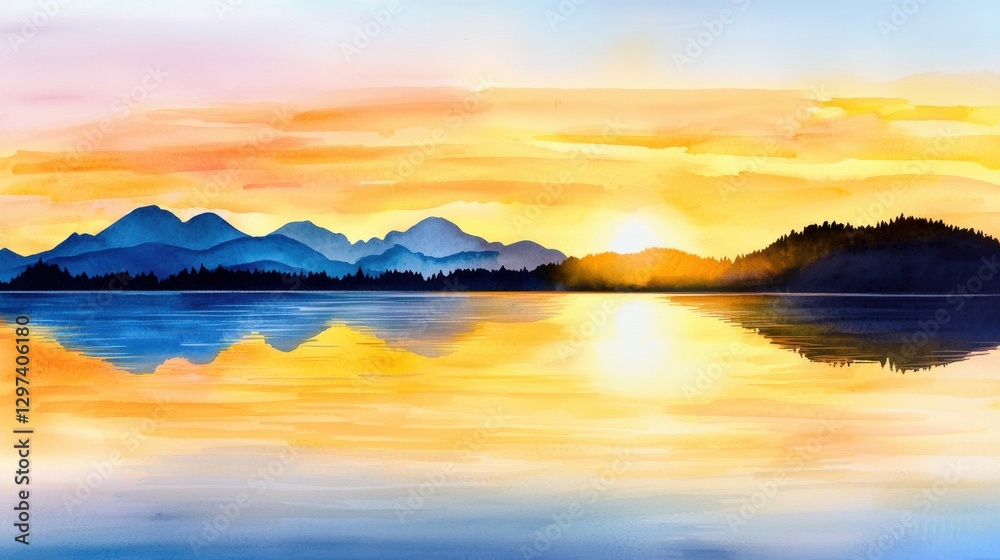 A captivating and serene landscape photograph showcasing a stunning sunset reflection over a tranquil mountain lake surrounded by majestic snow capped peaks The warm A captivating and serene landscape photograph showcasing a stunning sunset reflection over a tranquil mountain lake surrounded by majestic snow capped peaks The warm